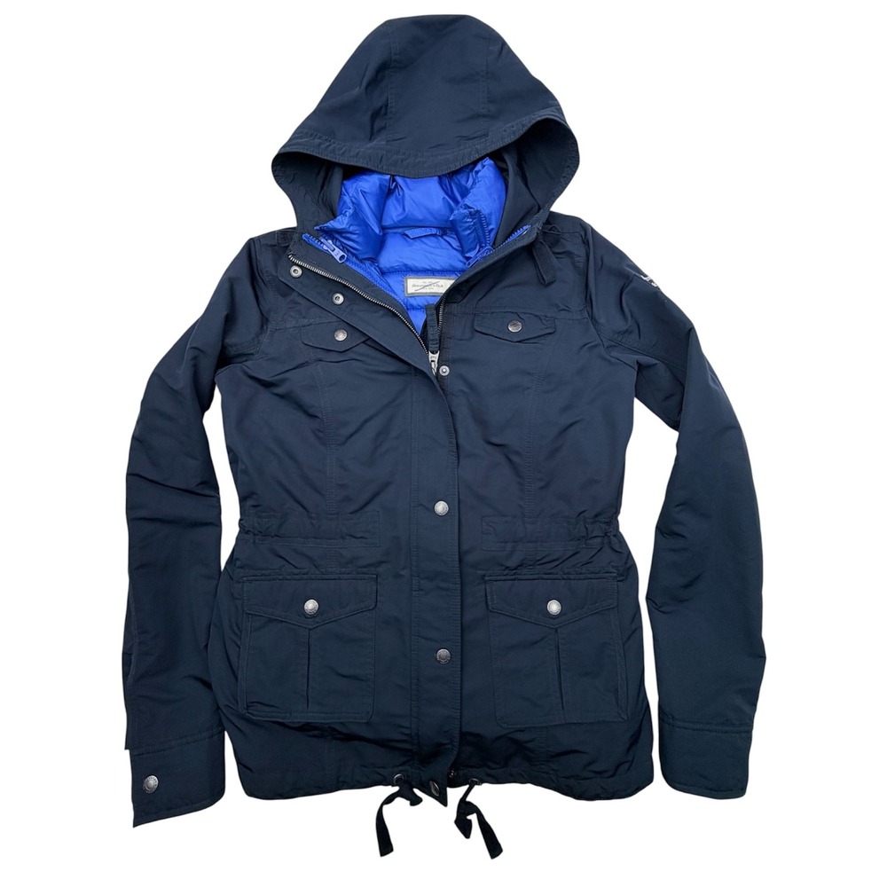 Abercrombie & Fitch 3-in-1 Hooded Utility Parka Removable Puffer Vest Navy S